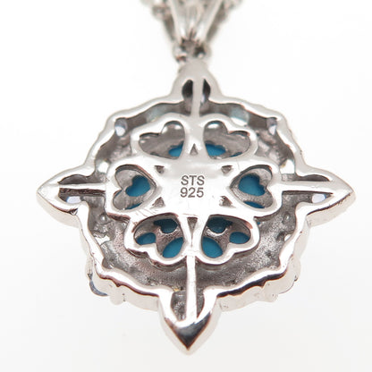 Chuck Clemency 925 Sterling Silver 2-Tone Real Turquoise Tanzanite Necklace 20"