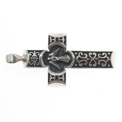 925 Sterling Silver Vintage Austria Holy Spirit Cross Oxidized Pendant