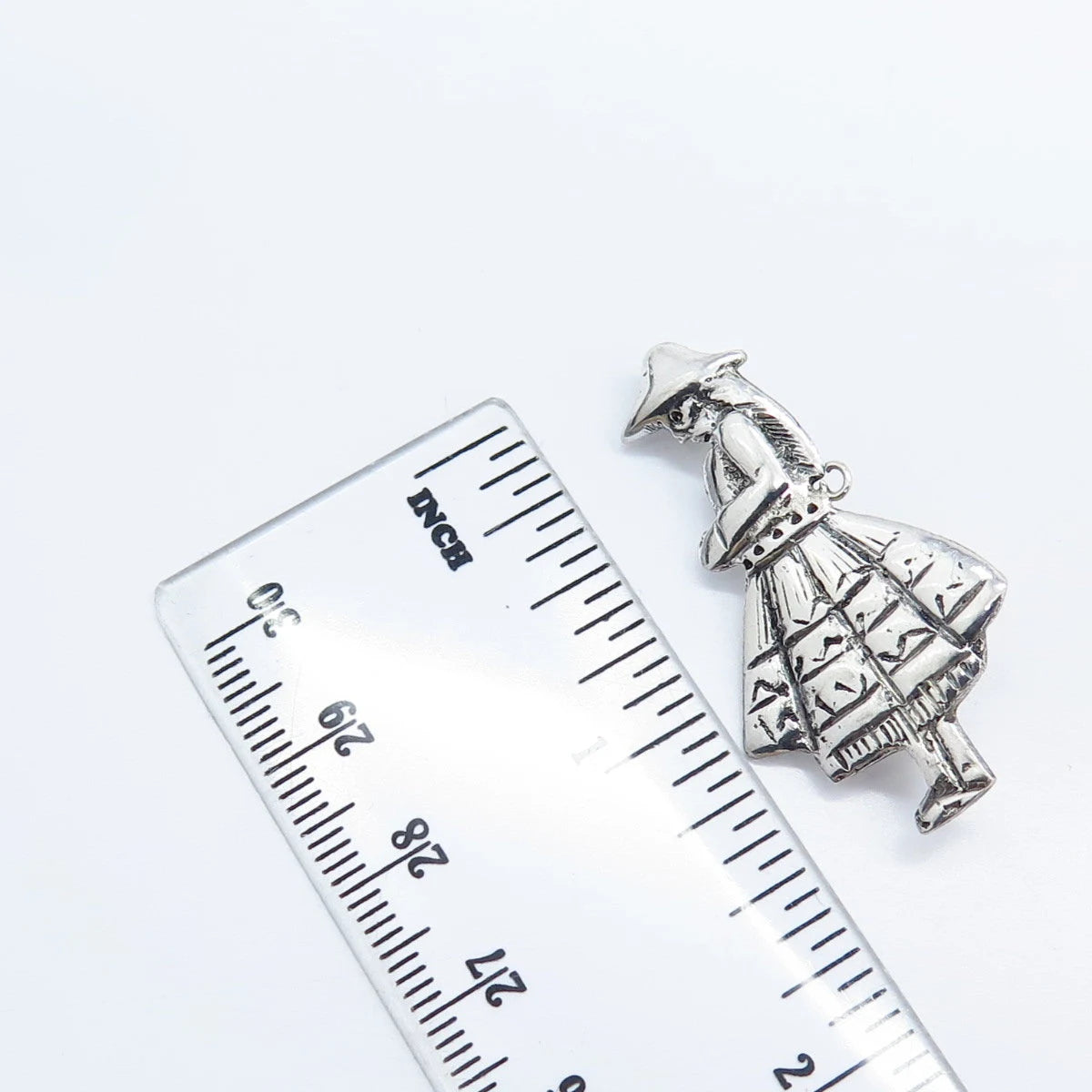 925 Sterling Silver Vintage Industria Peruana Lady Tribal Pin Brooch