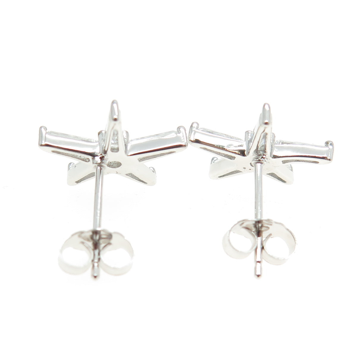 925 Sterling Silver C Z Starfish Stud Earrings