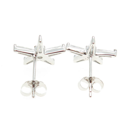 925 Sterling Silver C Z Starfish Stud Earrings