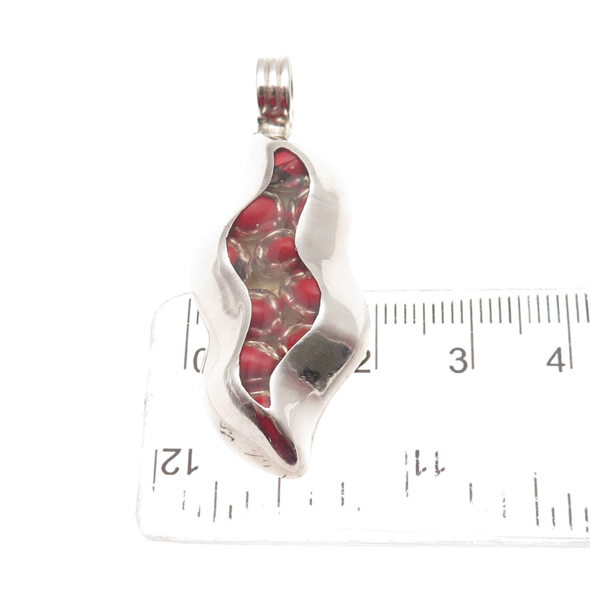 950 Silver Vintage Peruvian Huayruro Seeds Charm Pendant
