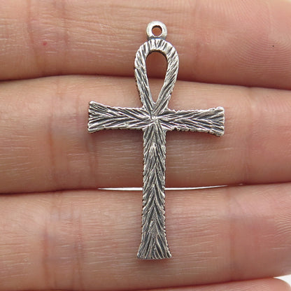 AVEDON 925 Sterling Silver Vintage Egyptian Ankh Oxidized Pendant