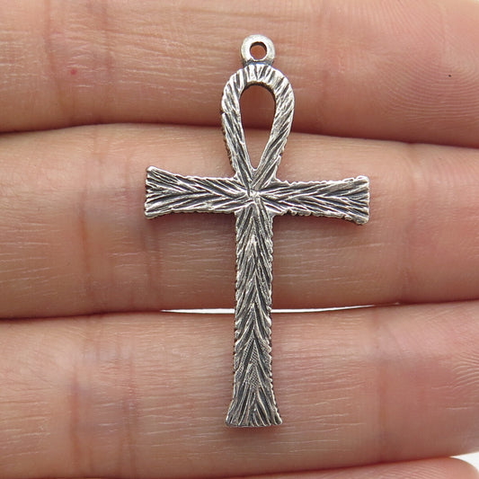 AVEDON 925 Sterling Silver Vintage Egyptian Ankh Oxidized Pendant