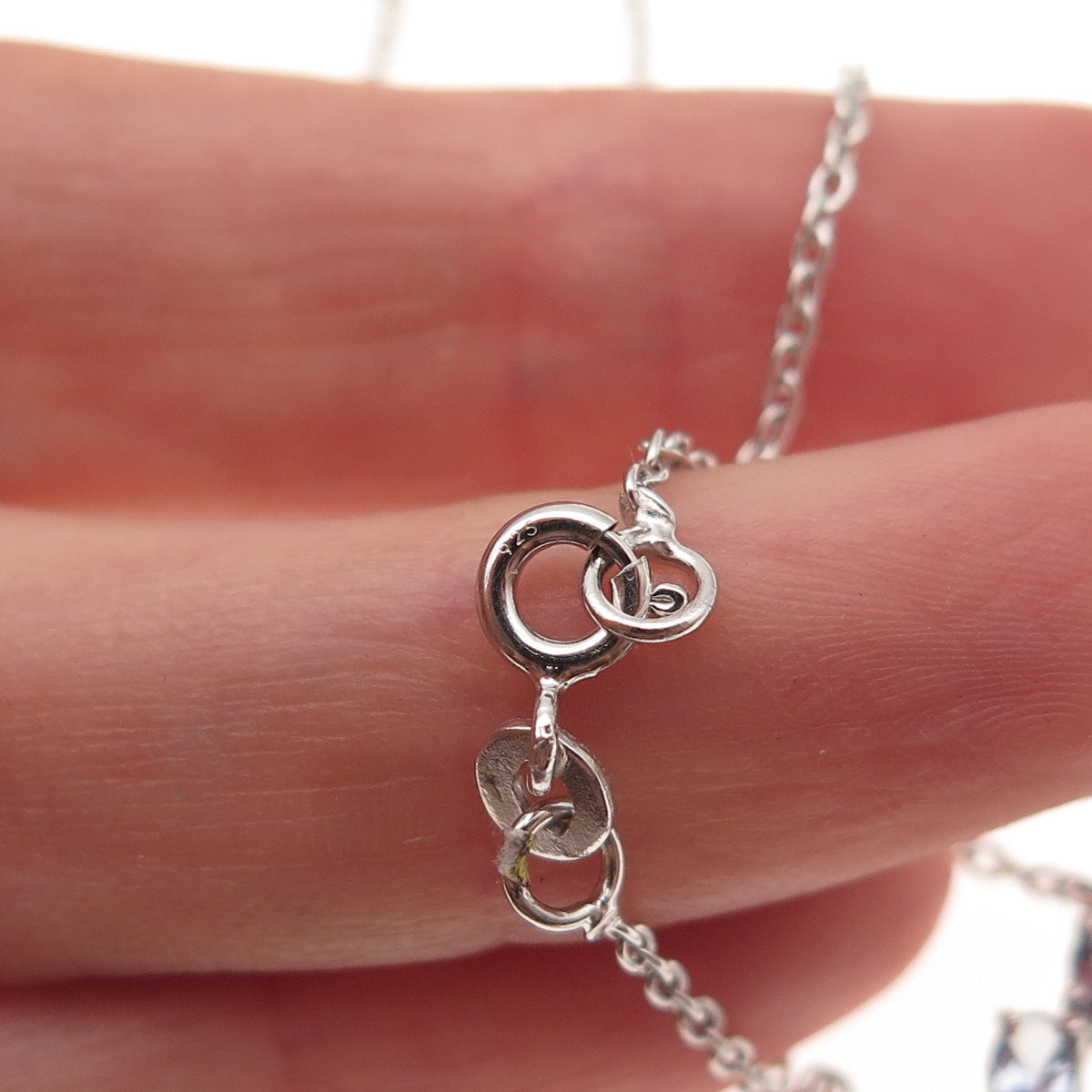 Chuck Clemency 925 Sterling Silver Real Iolite Cable Chain Necklace 18"