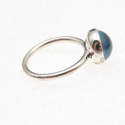 Pandora 925 Sterling Silver Aqua Blue Crystal Poetic Droplet Ring Size 7
