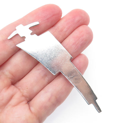 925 Sterling Silver Vintage Mexico Modernist Elegant Woman Pin Brooch