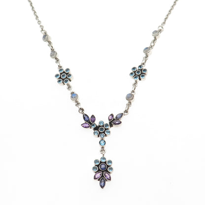 Nicky Butler Sterling Vintage Real Topaz Moonstone Amethyst Iolite Necklace 16"