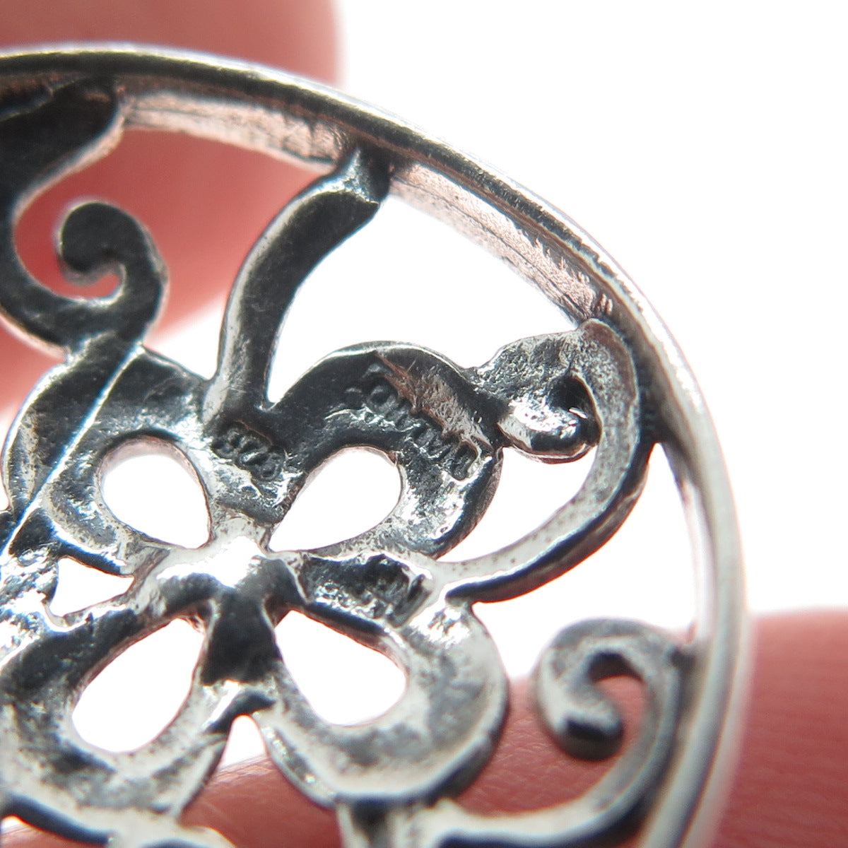 CHAPAL ZENRAY 925 Sterling Silver Vintage Ornate Flower Teardrop Dangle Earrings