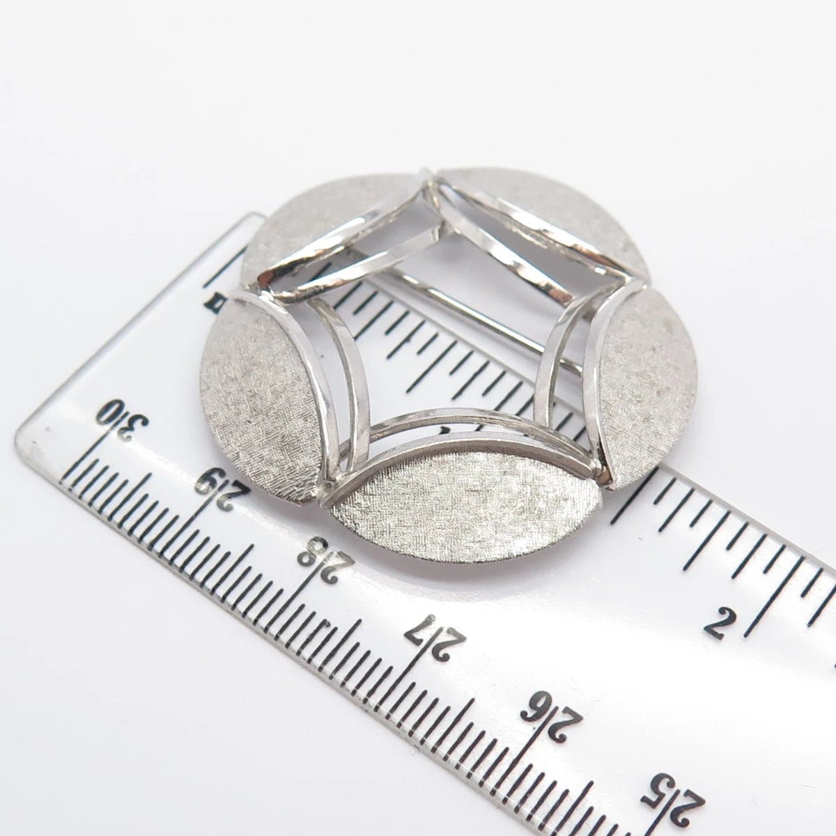 925 Sterling Silver Vintage A&Z Textured Pin Brooch