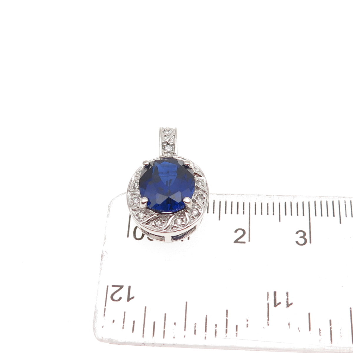Ross Simons 925 Sterling Silver Lab-Created Sapphire & C Z Mini Charm Pendant