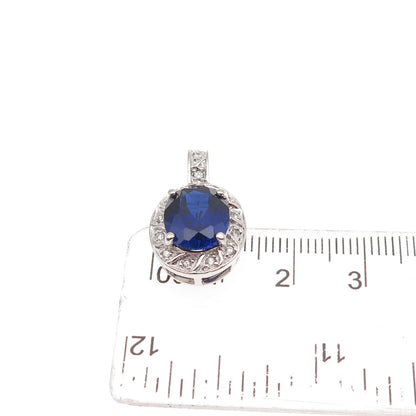 Ross Simons 925 Sterling Silver Lab-Created Sapphire & C Z Mini Charm Pendant