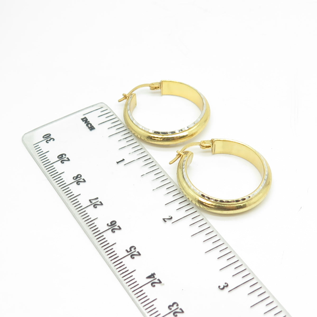 HAN 925 Sterling Silver Gold Plated Hammered Hoop Earrings