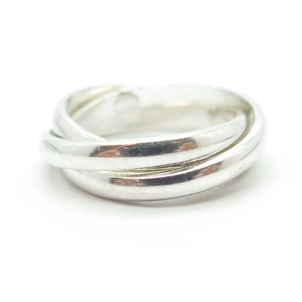925 Sterling Silver Vintage Trinity Band Ring Size 6