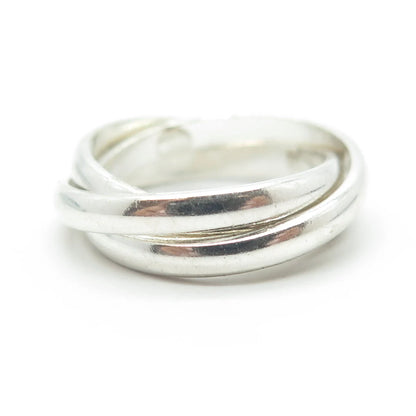 925 Sterling Silver Vintage Trinity Band Ring Size 6