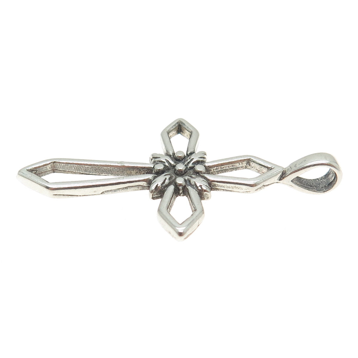 SUNWEST 925 Sterling Silver Vintage Cross Floral Pendant