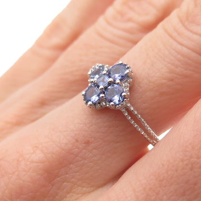 Chuck Clemency 925 Sterling Silver Real Iolite Floral Ring Size 7.25