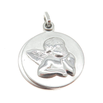 925 Sterling Silver Vintage Cherub Slide Round Locket Pendant