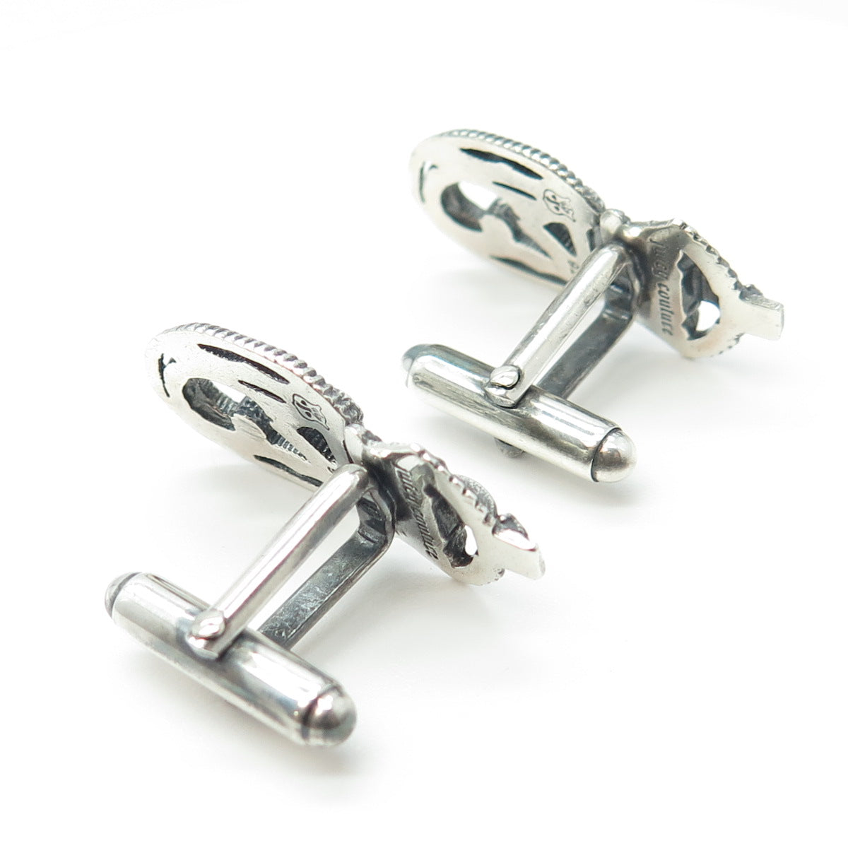 JUICY COUTURE Retired 925 Sterling Silver Logo Letter "J" Cufflinks