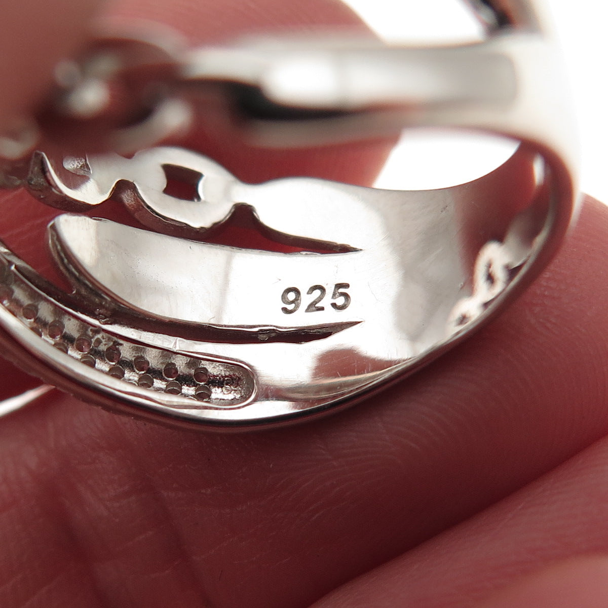925 Sterling Silver Round-Cut C Z Multi-Chain Crisscross Ring Size 8.25