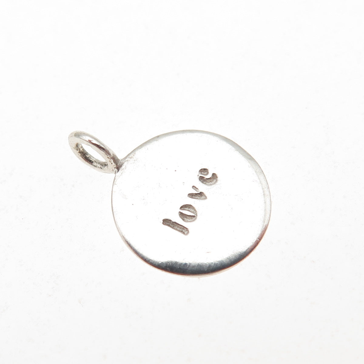 925 Sterling Silver Vintage Love Round Tag Mini Charm Pendant