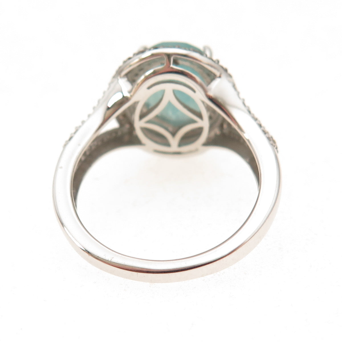 D'Joy 925 Sterling Silver Real Champagne Diamond & Aquamarine Ring Size 8
