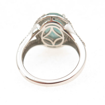 D'Joy 925 Sterling Silver Real Champagne Diamond & Aquamarine Ring Size 8