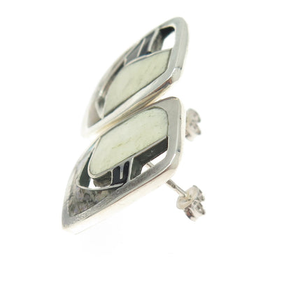 MIKHAIL KOCHEV 950 Silver Vintage Bulgaria Enamel Real Abalone Shell Earrings