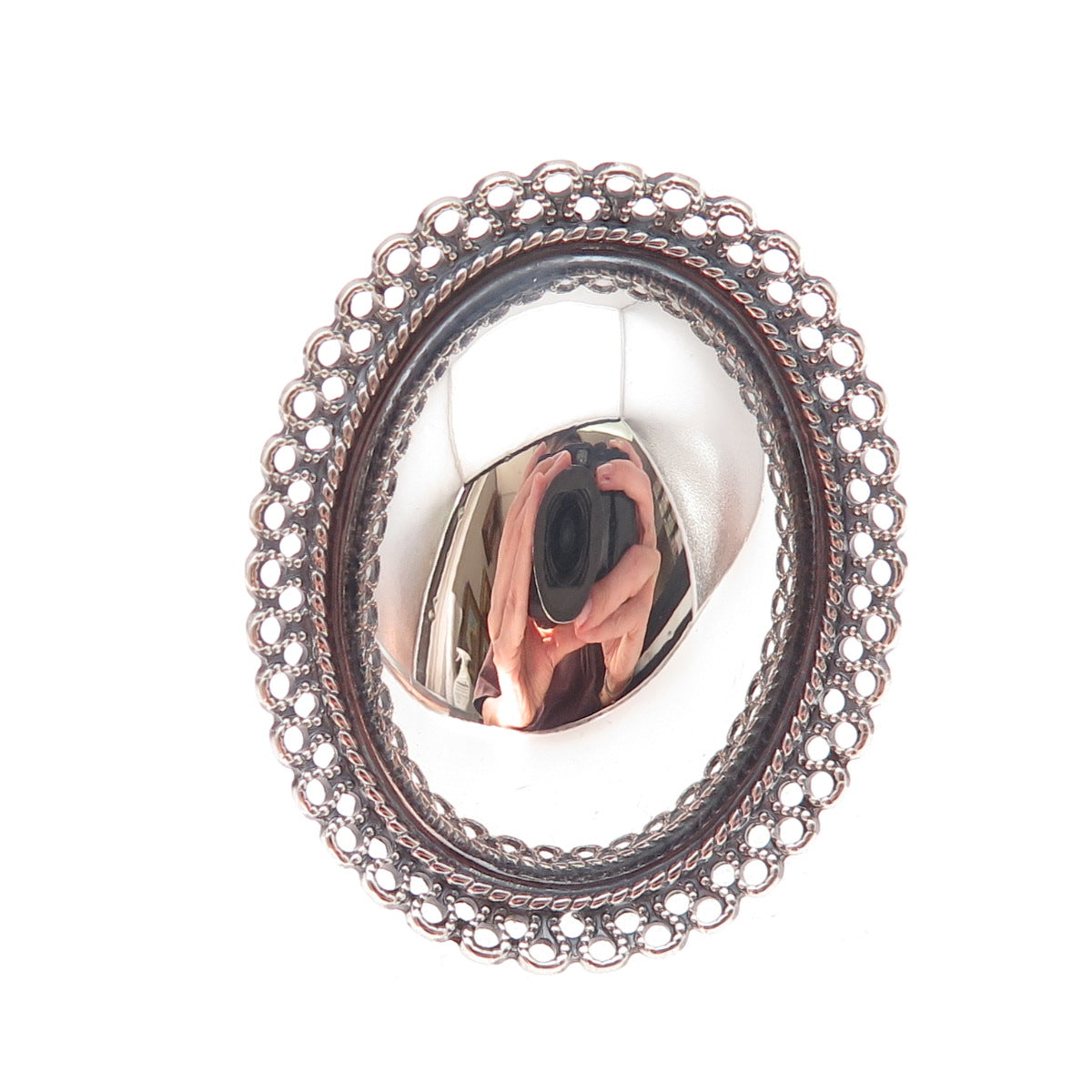 Beau Sterling Silver Antique Art Deco Filigree Oxidized Adjustable Ring Size 6