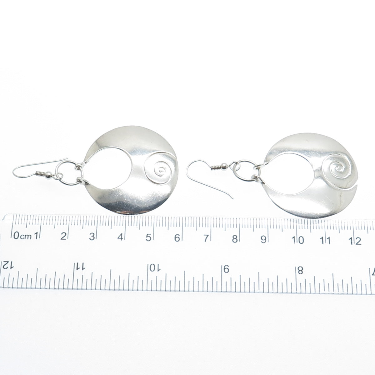 DOMINIQUE DINOUART 925 Sterling Silver Vintage Spiral Crescent Dangle Earrings