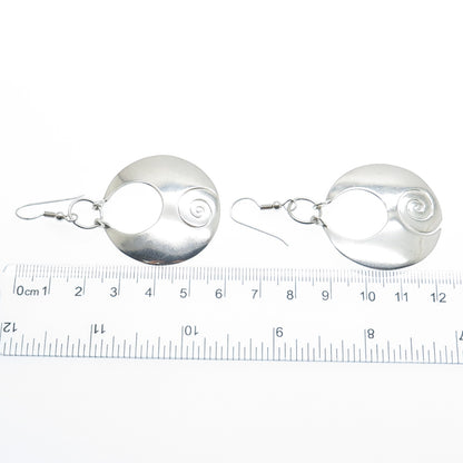 DOMINIQUE DINOUART 925 Sterling Silver Vintage Spiral Crescent Dangle Earrings