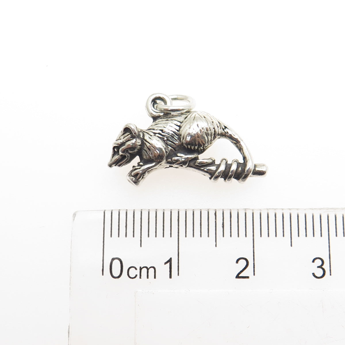 SUN WEST 925 Sterling Silver Vintage Opossum 3D Charm Pendant