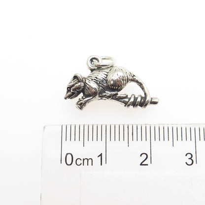 SUN WEST 925 Sterling Silver Vintage Opossum 3D Charm Pendant