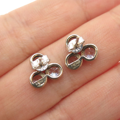 925 Sterling Silver Gold Plated Round-Cut C Z Stud Earrings