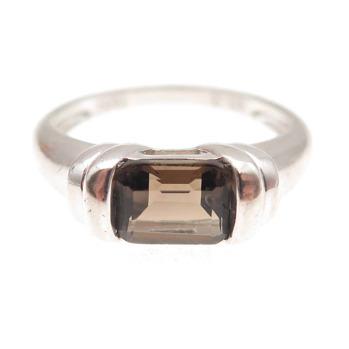 JS Joseph Schmid 925 Sterling Silver Vintage Real Smoky Quartz Ring Size 9