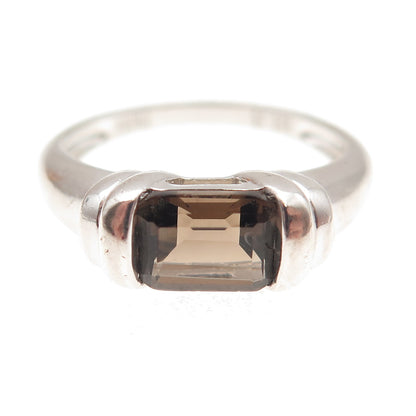 JS Joseph Schmid 925 Sterling Silver Vintage Real Smoky Quartz Ring Size 9