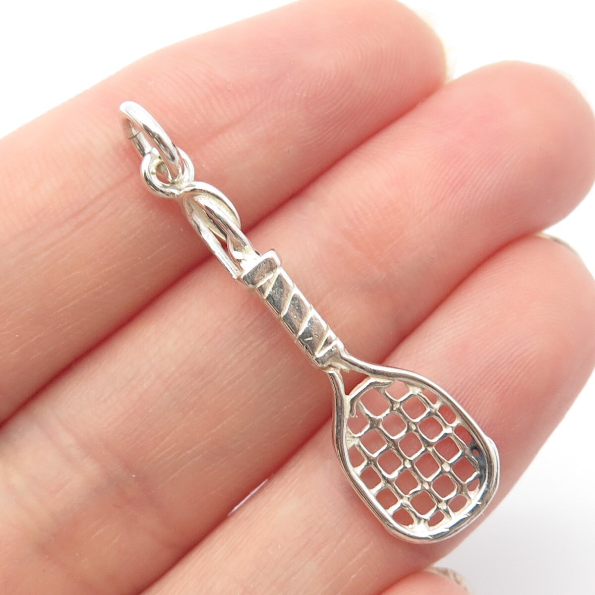 925 Sterling Silver Vintage Mexico Tennis Racquet Pendant