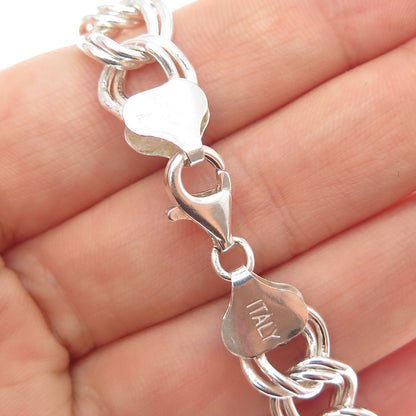 925 Sterling Silver Vintage Italy Double Curb Link Bracelet 7.25"