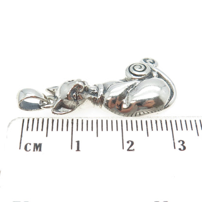 925 Sterling Silver Vintage Kitty Cat Spiral Pendant