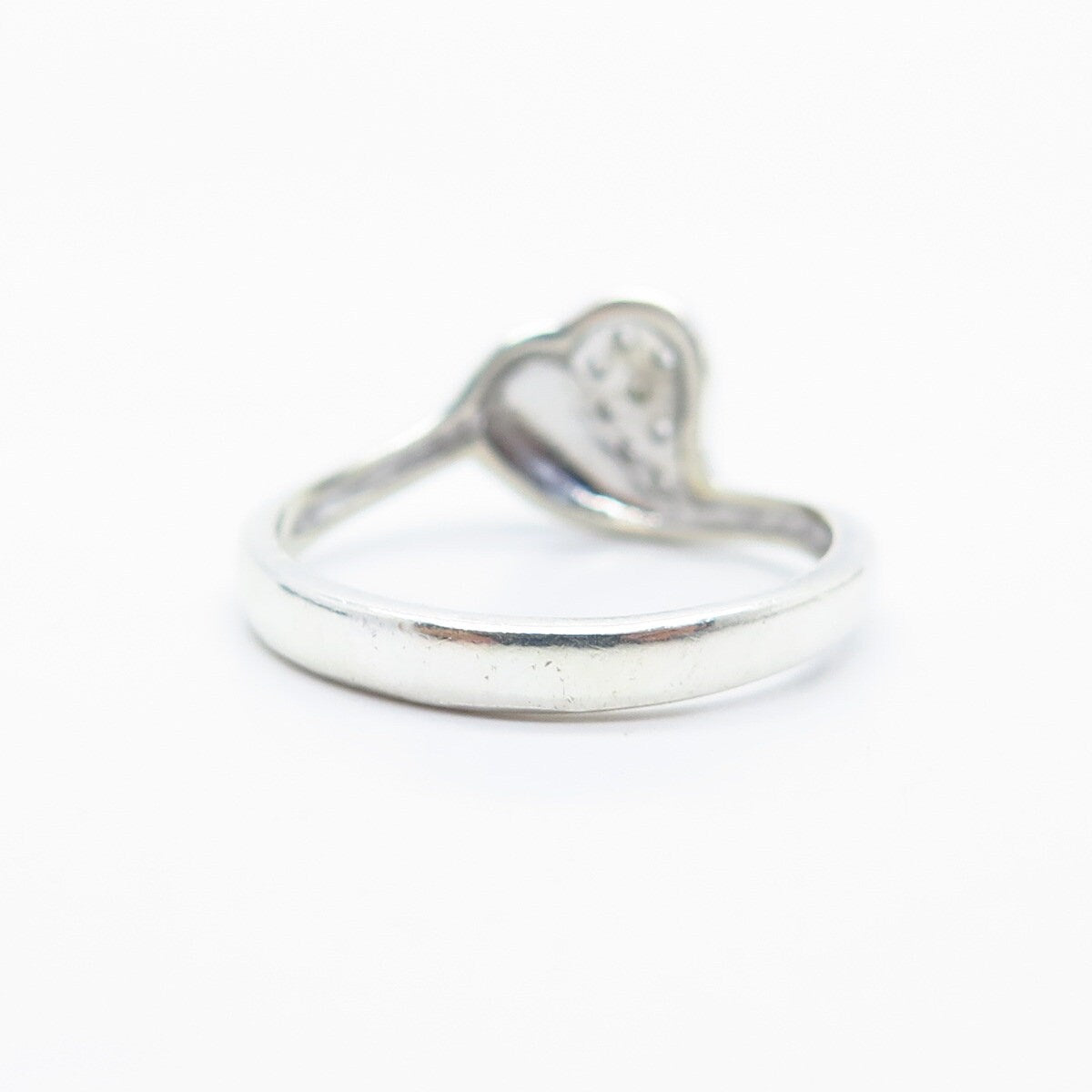 925 Sterling Silver Vintage C Z Heart Ring Size 8.5