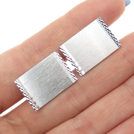 LAMODE 925 Sterling Silver Vintage Diamond-Cut Cufflinks