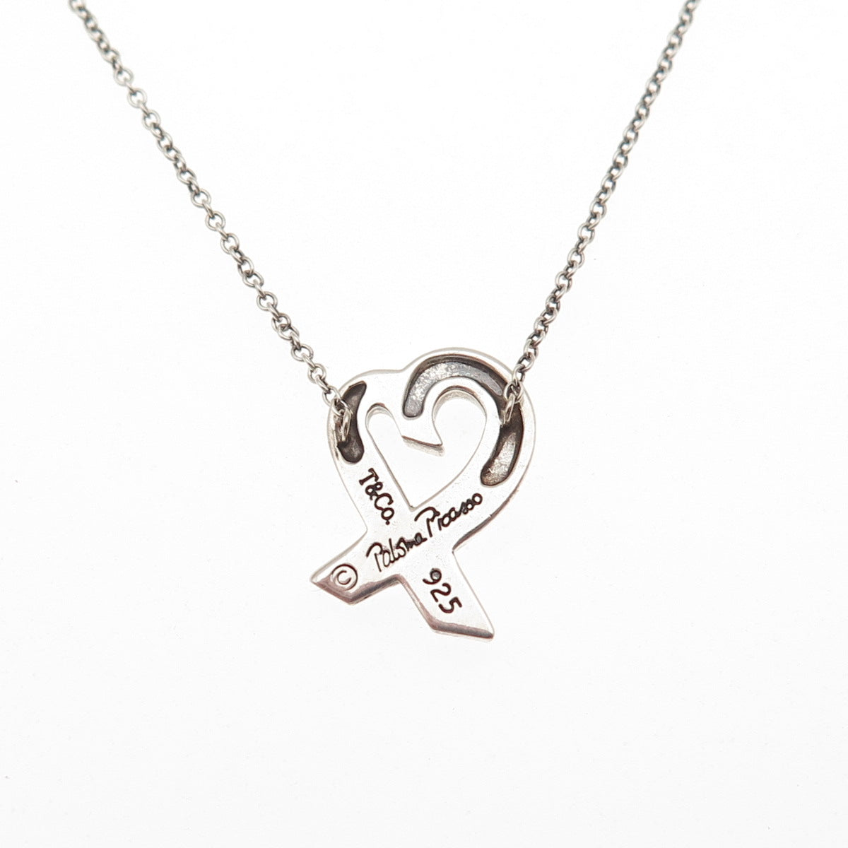 Tiffany & Co. Paloma Picasso Sterling Silver Vintage Loving Heart Necklace 16"
