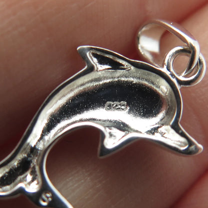 925 Sterling Silver Vintage Friendly Dolphin Charm Pendant