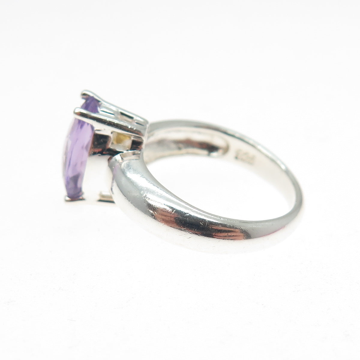 CLYDE DUNEIER CID 925 Sterling Silver Vintage Real Amethyst Ring Size 5.25