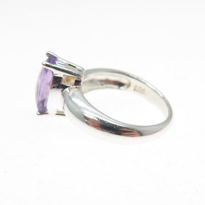 CLYDE DUNEIER CID 925 Sterling Silver Vintage Real Amethyst Ring Size 5.25