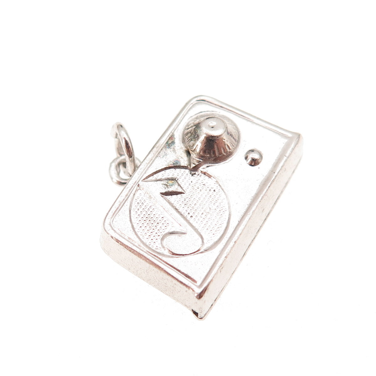 925 Sterling Silver Vintage Retro Radio Charm Pendant