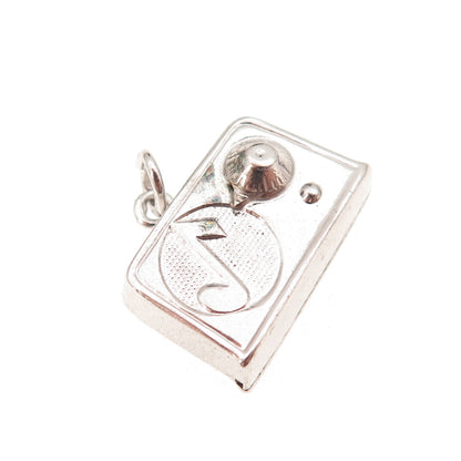 925 Sterling Silver Vintage Retro Radio Charm Pendant