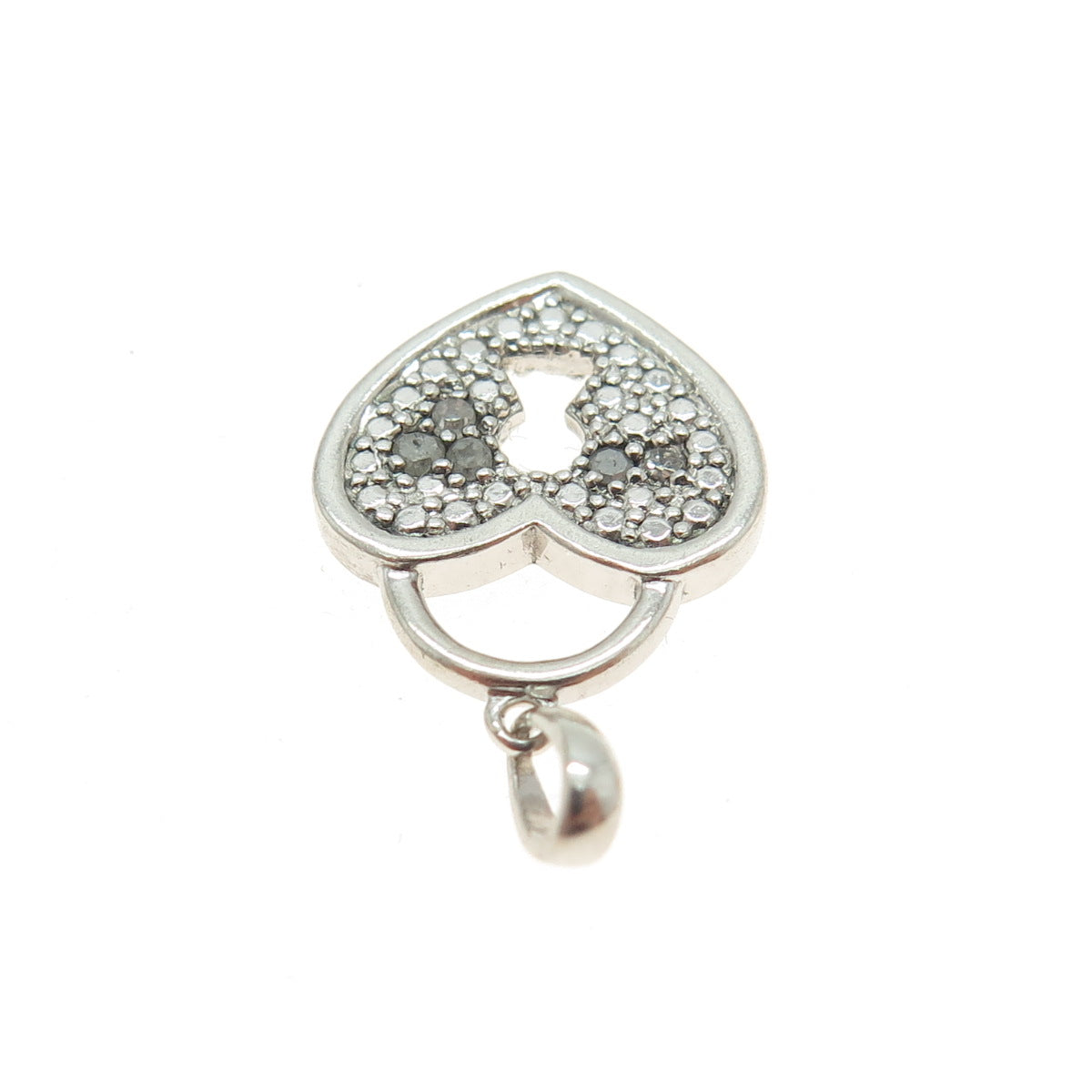 925 Sterling Silver Real Diamond Heart Lock Pendant