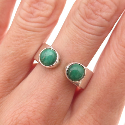 ZU Design 925 Sterling Silver Vintage Real Malachite Adjustable Ring Size 7