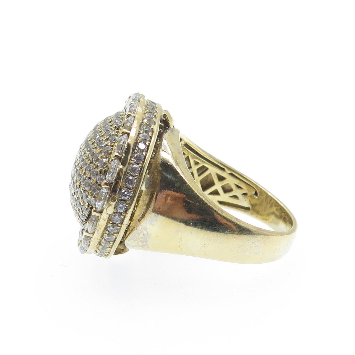925 Sterling Silver Gold Plated Round-Cut C Z Dome Ring Size 9